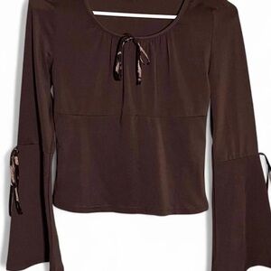 Elegant Brown Long Sleeve Top
